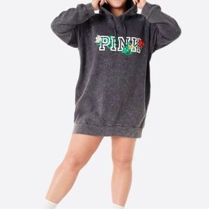 PINK Tie-Dye Sweatshirt Dress Gray NWOT Size X-Small